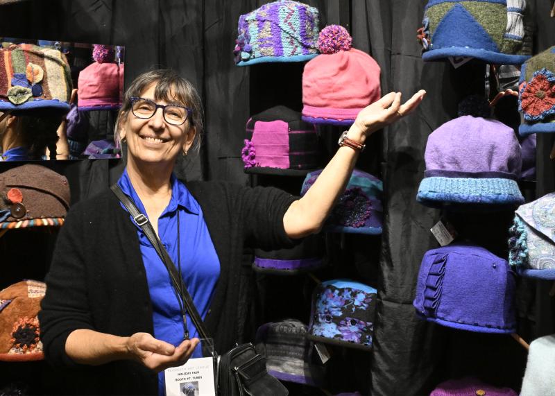 Heidi Hammel of Reclaimed Creations in Aston, Pa., creates wearable art handcrafted from upcycled wool sweaters.